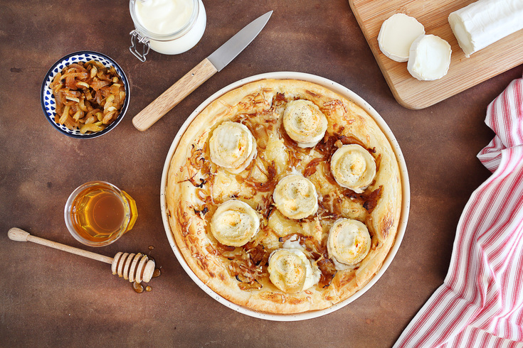 Traditionnelle tarte chèvre miel Soignon