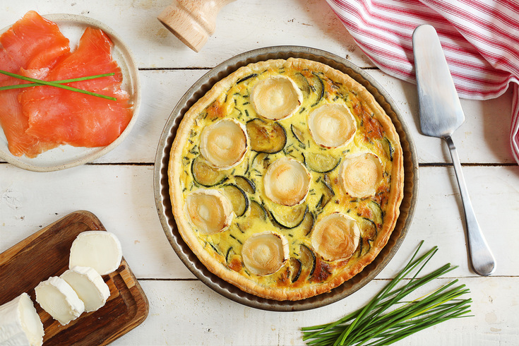 Tarte chèvre saumon courgette Soignon