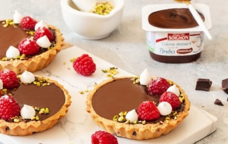 Recette tartelettes cookies crème dessert brebis chocolat Soignon