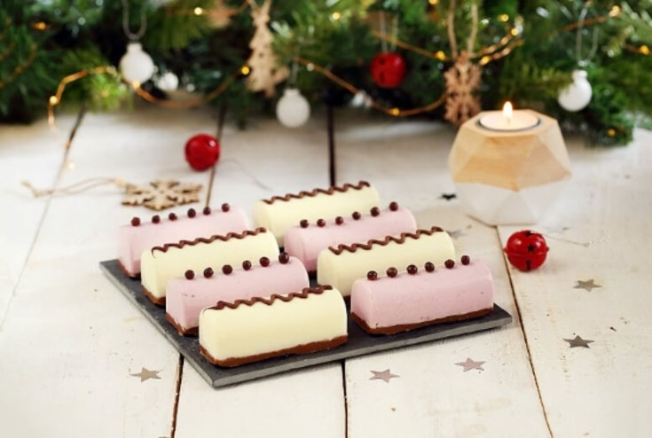 Mini bûches de Noël au yaourt de brebis cerise citron