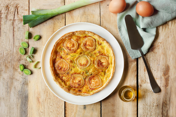 Tarte poireau chèvre buche Soignon