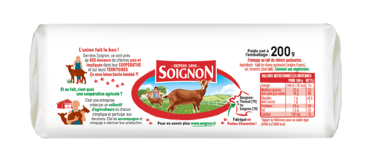 Comprendre les étiquettes : vue arrière bûche de chèvre Soignon