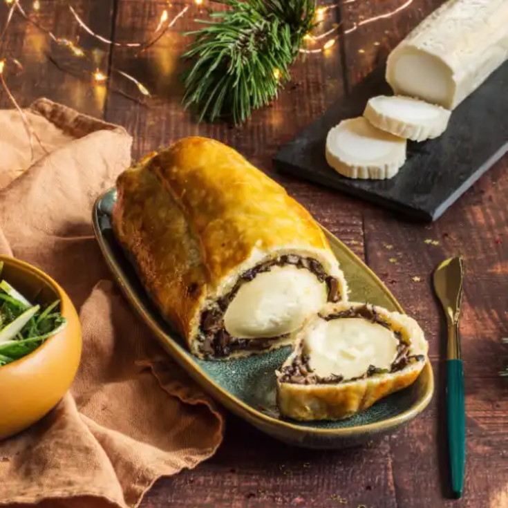 Feuilleté de Noël aux champignons et bûche de chèvre