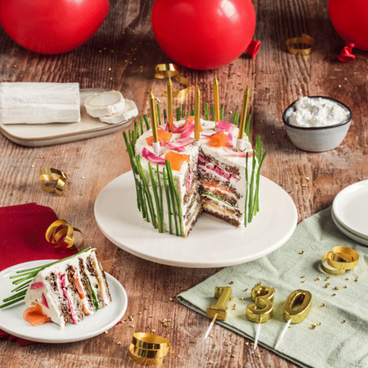 Layer cake salé au fromage de chèvre
