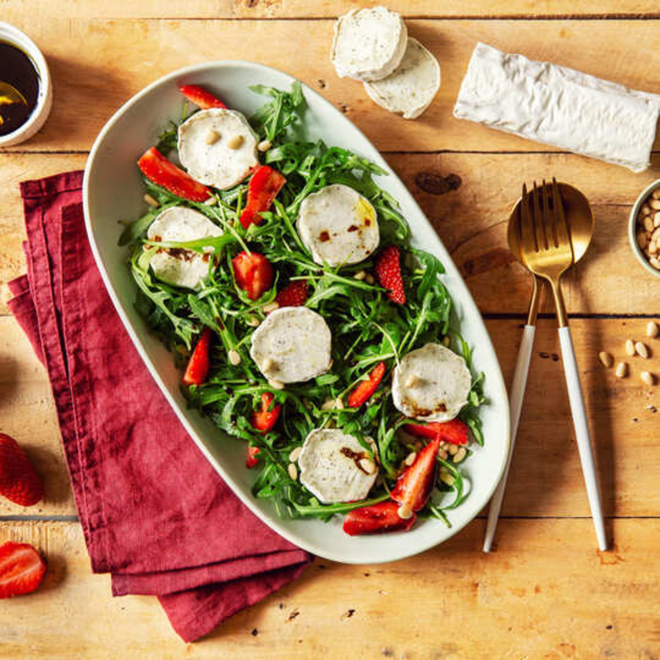 Salade de roquette, fraises et chèvre