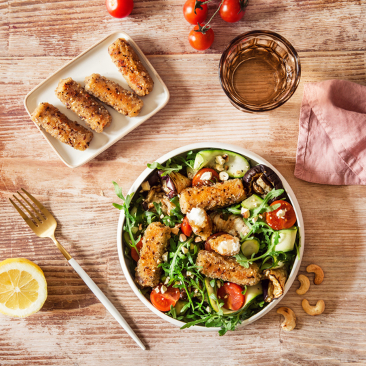Salade de roquette aux Croustis Chèvres et légumes d'été