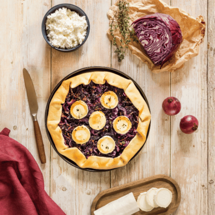 Tarte rustique au chou rouge et au chèvre