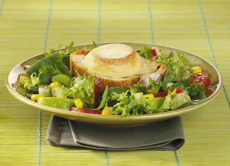 Fromage de chèvre chaud sur salade bis