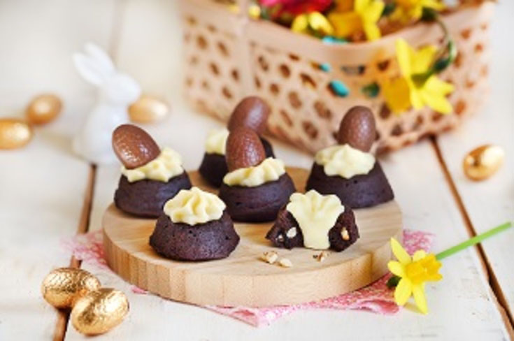 Nids de brownie et crème pâtissière au yaourt au lait de brebis citron