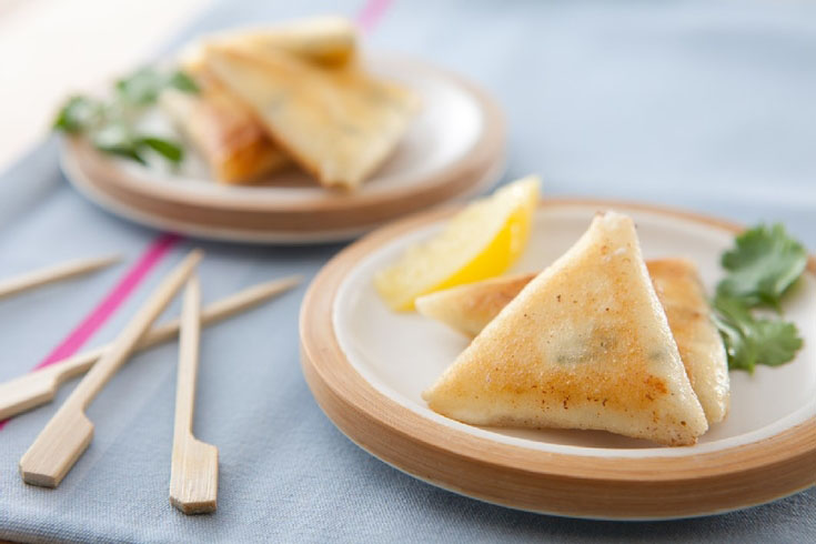 Samoussas de chèvre frais, coriandre et citron confit