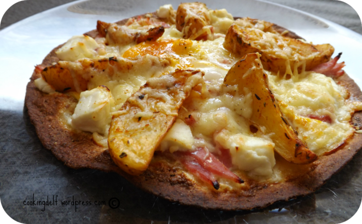 Torti-pizza chèvre, jambon & potatoes