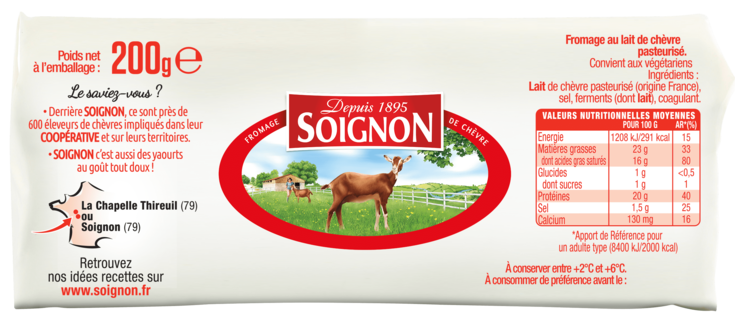 Comprendre les étiquettes : vue arrière bûche de chèvre Soignon
