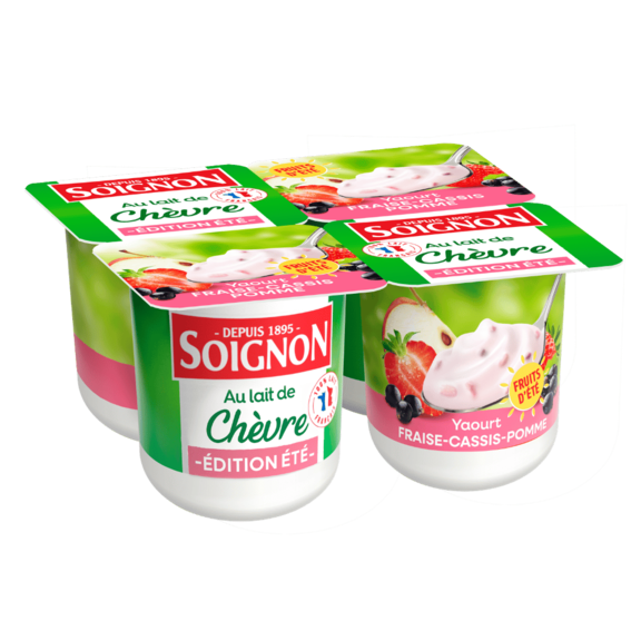 Yaourt édition été fraise-cassis-pomme au lait de chèvre