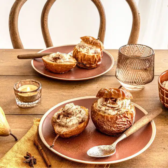 Pommes et poires rôties au four