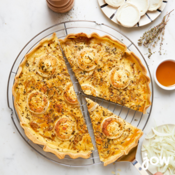Quiche oignons, chèvre et miel
