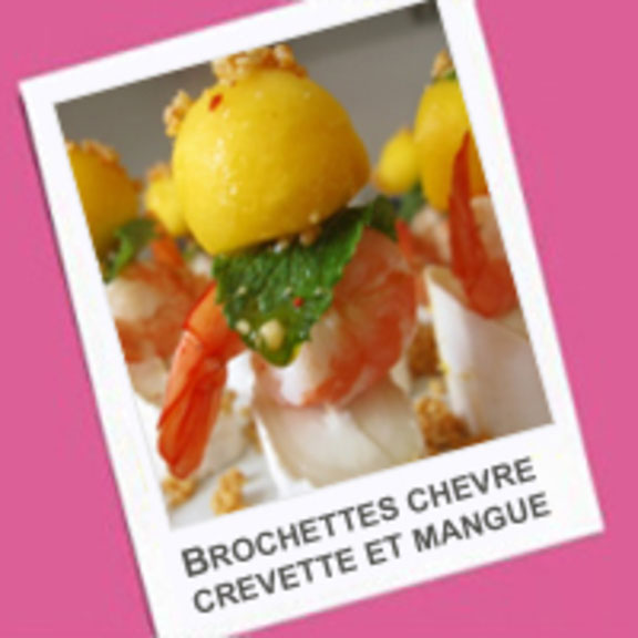 Brochette de chèvre, crevette et mangue