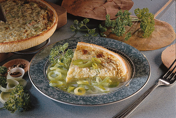 Quiche au fromage de chèvre et fondue de poireaux