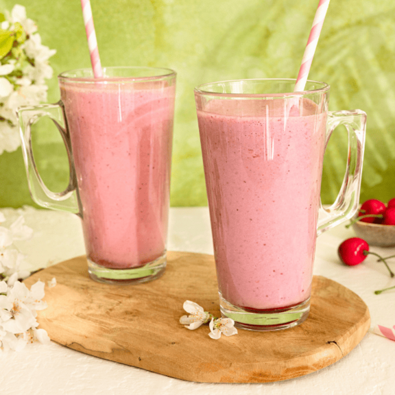 Milkshake pêche-cerise
