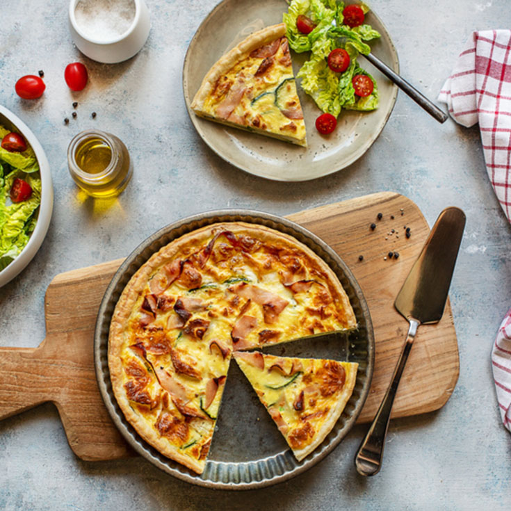 Tarte courgette chèvre bacon