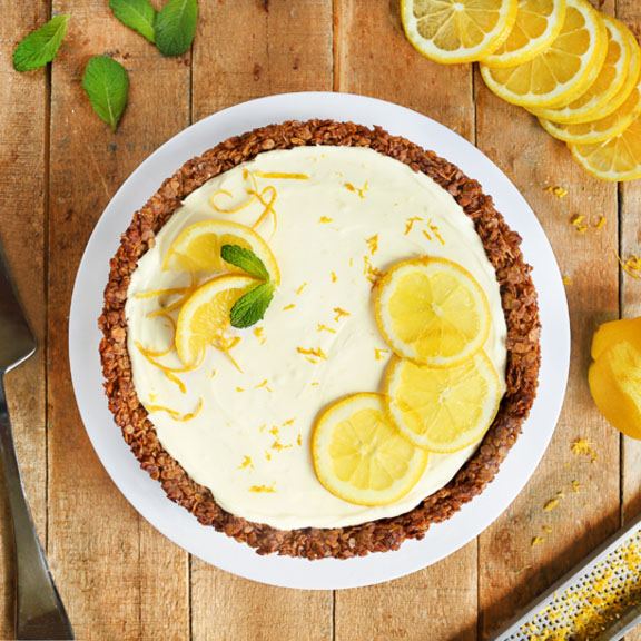 Tarte granola au yaourt de brebis citron