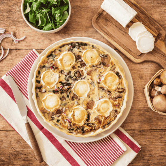 Quiche aux champignons, bacon et chèvre sans gluten