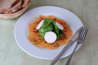 Carpaccio de fromage de chèvre et saumon