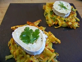 Gaufres de pommes de terre et carottes au chèvre