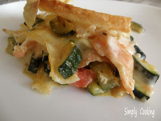Lasagnes chèvre, courgettes et saumon fumé