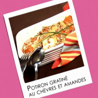 Potiron gratiné au fromage de chèvre et aux amandes