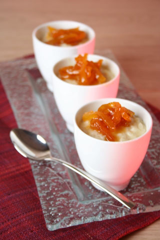 Riz au lait au fromage de chèvre et abricots secs