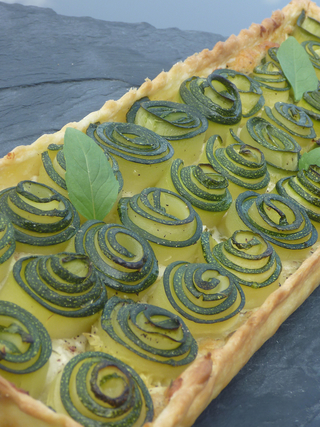 Tarte courgette chèvre thym