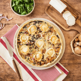 Quiche aux champignons, bacon et chèvre sans gluten